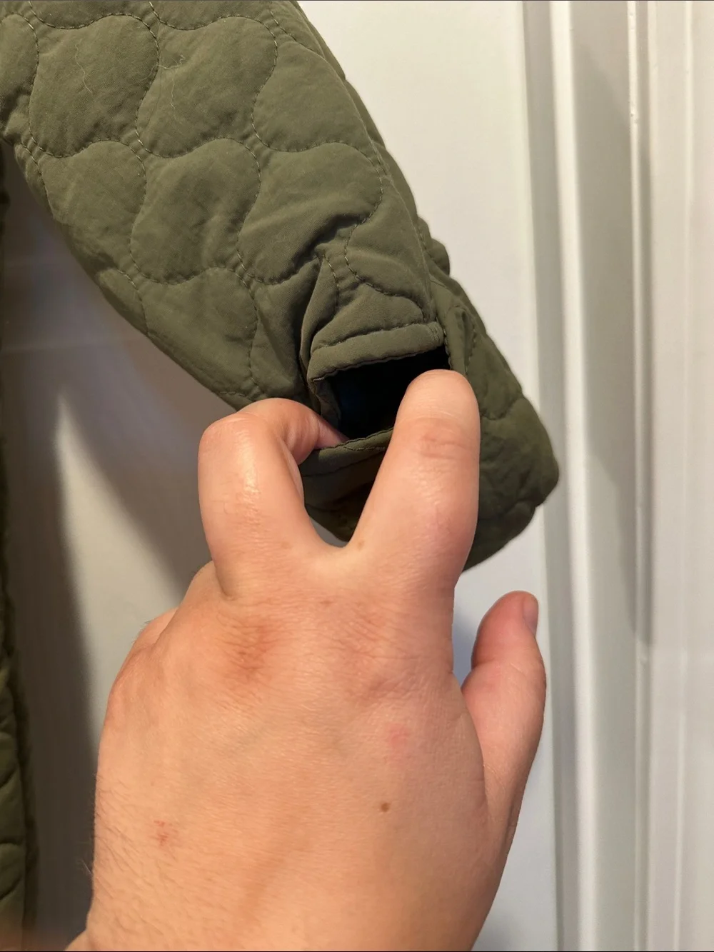 First Impressions Olive Green Quilted Footed One-Piece with Hood